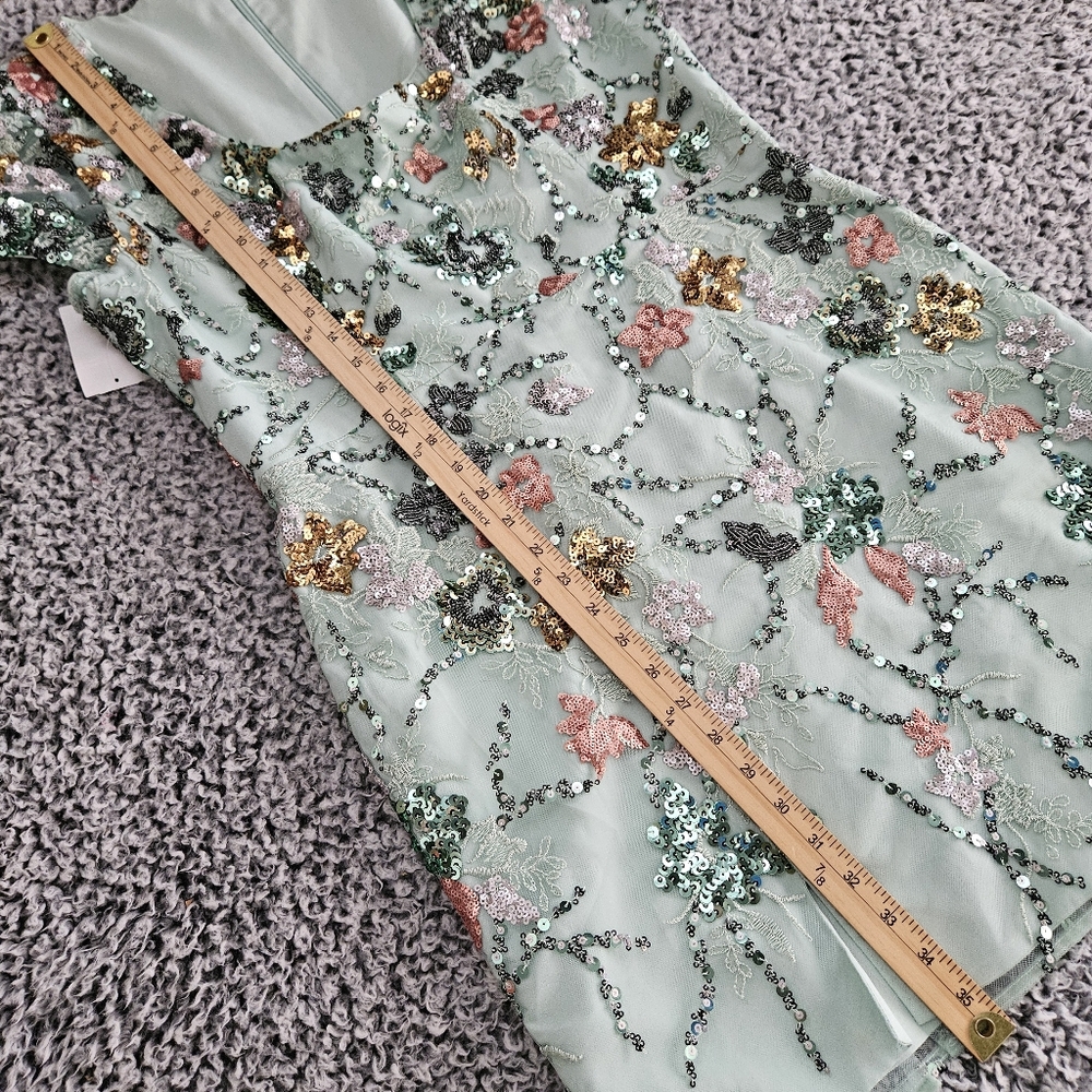 Dress the Population Jillian Mini Dress Sz 12 M L (XXL) Mint Sage Sequined Prom - Picture 13 of 13